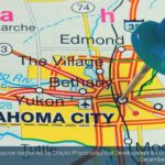 Oklahoma City on a map with a pin - social media example